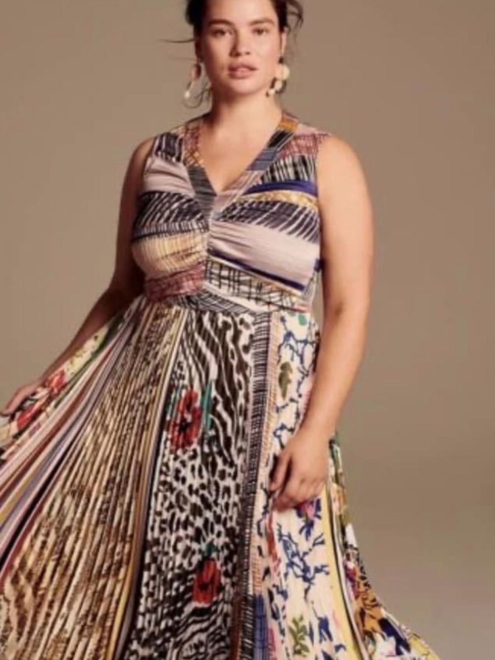 Sleeveless Multicolor Patterned Swing Dress - Floral & Animal Print